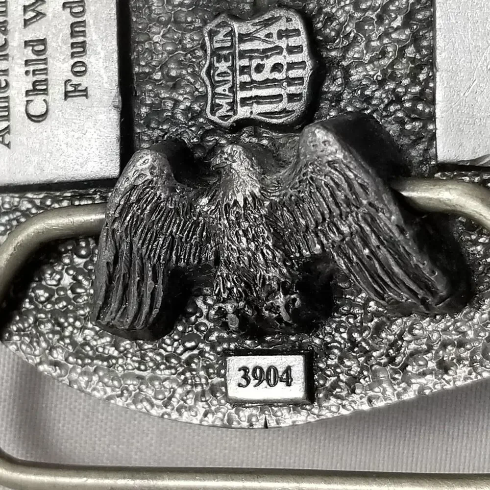 Vintage Belt Buckle Pewter CWF American Legion‎ Child Welfare Foundation Eagle